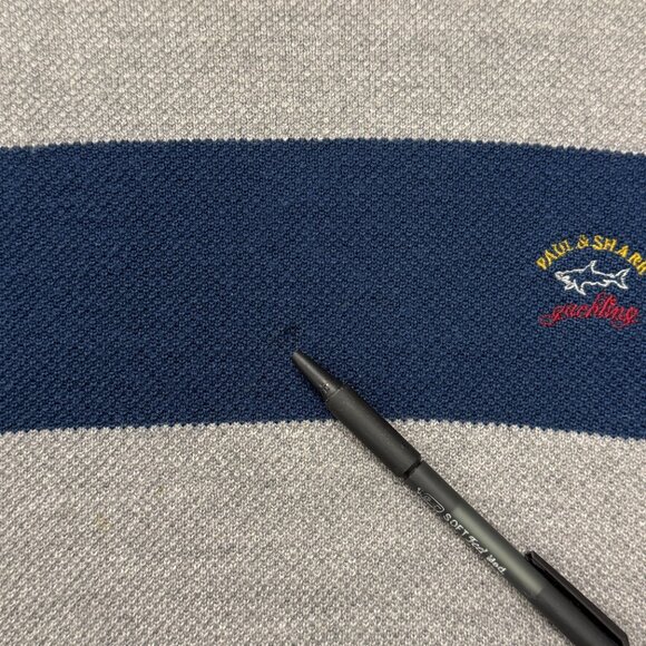 Paul & Shark Sweater Mens XL Italian Wool Blue Gray Striped Crewneck Pullover - Picture 5 of 9